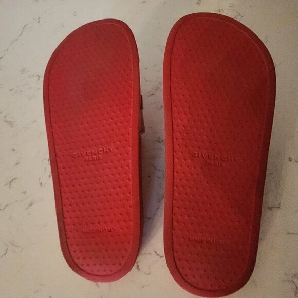 Givenchy Paris, Red Slide Flat Sandals, Authentic - Picture 7 of 11